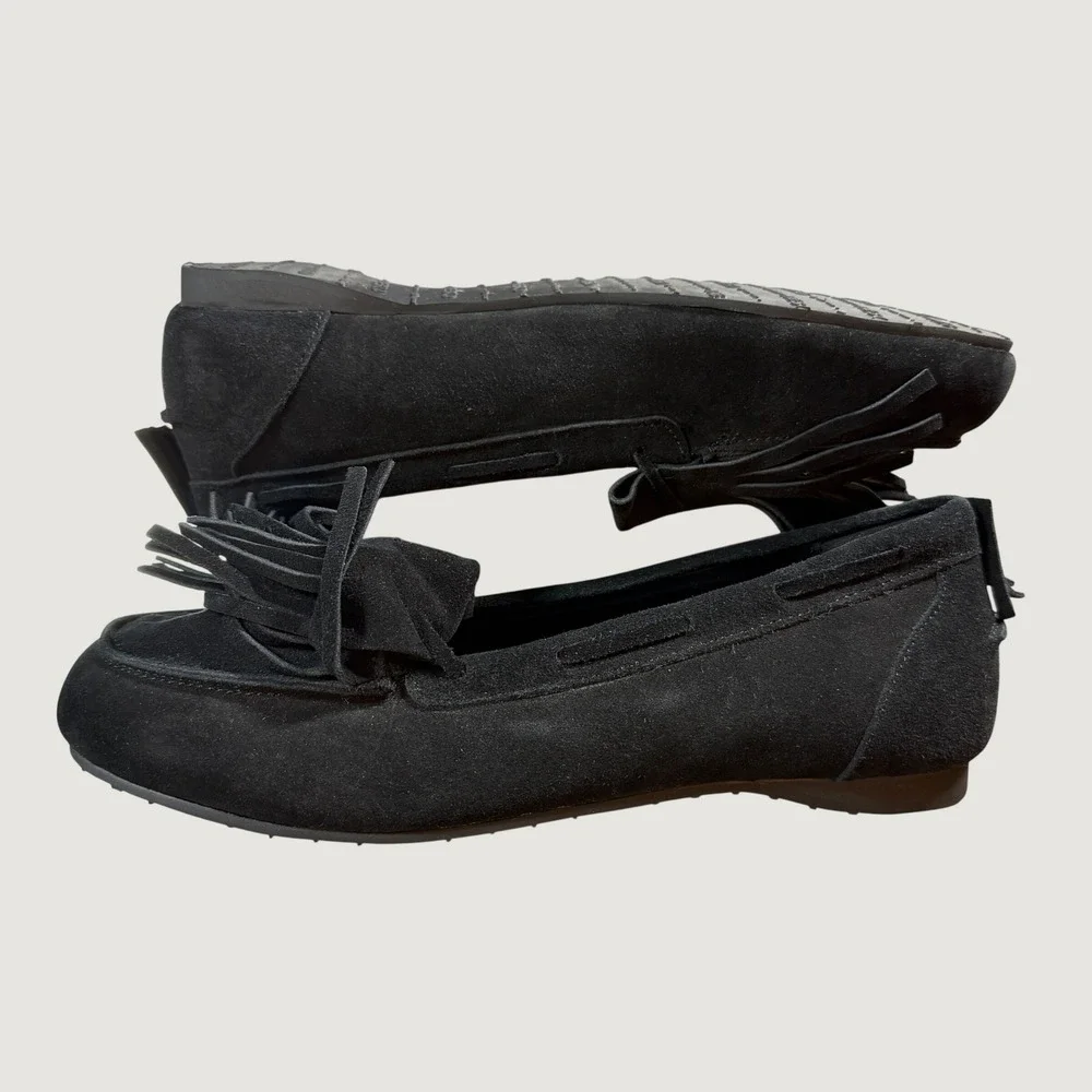 PAES Moccasin Loafers Size 250 / US Size 8-8.5 Black Suede Fringe Tassel Slip On